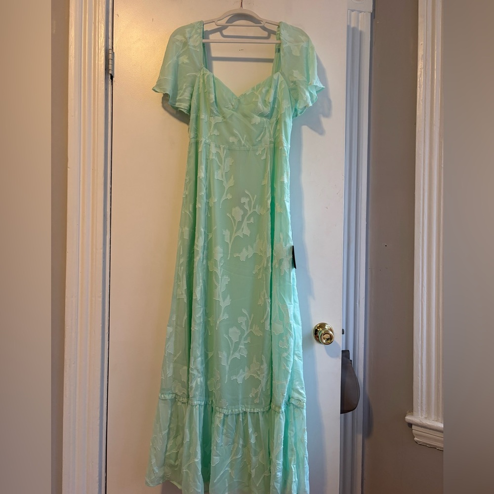 Lulus Tailor Made For You Mint Green Jacquard Lace-Up Maxi Dress - Picture 5 of 12